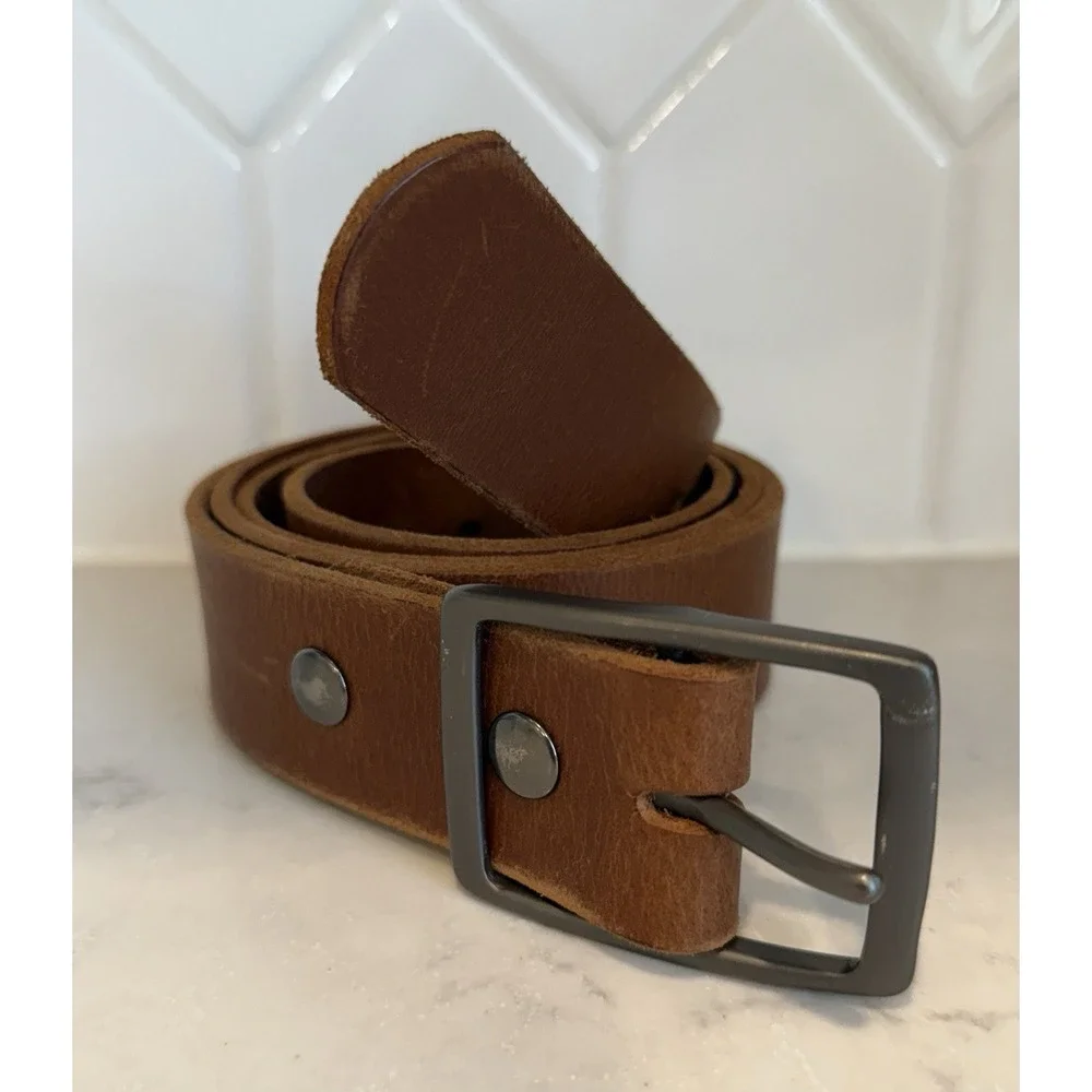 Foster Weld Men's Brown‎ Leather Belt 2X Pant Size 38 With Buckle 1.5